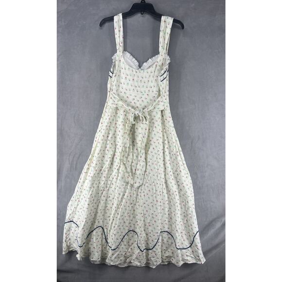 Free People Sweet Hearts Midi Dress In Ivory Combo Size Medium - Picture 5 of 12